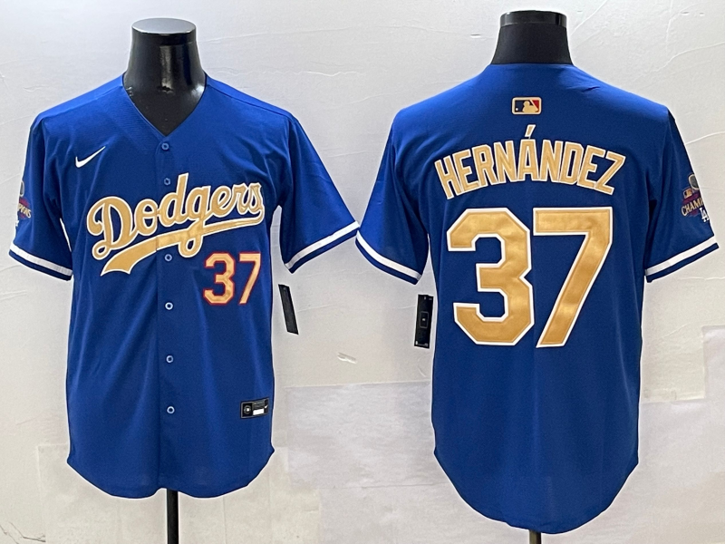 Men's Los Angeles Dodgers Teoscar Hernandez #37 Royal 2025 Gold Collection Limited Jersey